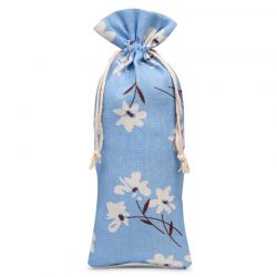Pose à la linned med trykt 16 x 37 cm - blå blomster Blå poser