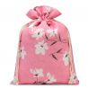 Sæk à la linned med trykt 22 x 30 cm - lyserøde blomster Pink tasker