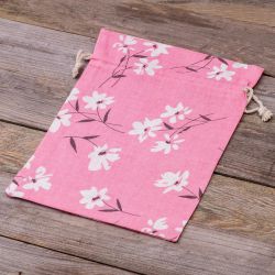 Sæk à la linned med trykt 30 x 40 cm - lyserøde blomster For børn