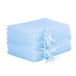 Organzaposer 18 x 24 cm - blå Mellemstore poser 18x24 cm