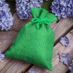Juteposer 8 x 10 cm - grøn Lavendel og tørret duft