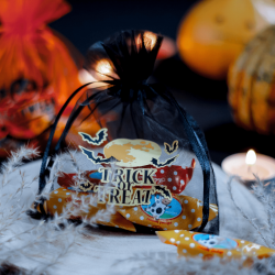 Halloween organza poser 12 x 15 cm - mix af mønstre og farver Produkter