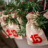 Adventskalender juteposer 12 x 15 cm - naturlig lys + rød tal Industrier og emballage til...