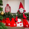 Veloursposer til adventskalender 15 x 20 cm - rød og hvid + hvide og røde tal Juleposer