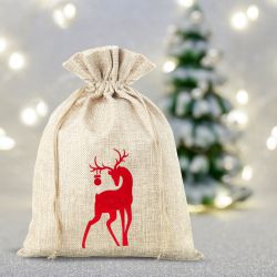 Jutesæk 30 x 40 cm - Jul - Hjort Poser til særlige lejligheder