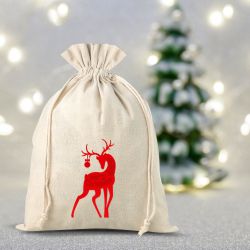 Sæk til linned 30 x 40 cm - Jul - Hjort Poser til særlige lejligheder