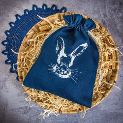 Denim sæk  26 x 35 cm med kaninprint Bomuldsposer