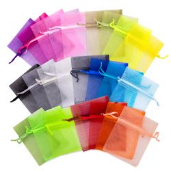 Organzaposer 12 x 15 cm - blandede farver Flerfarvede poser