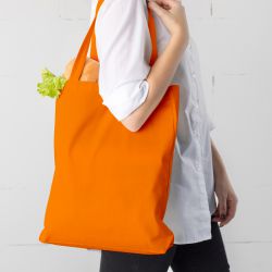 Bomuld Taske 38 x 42 cm med lange håndtag - orange Bomuldsposer