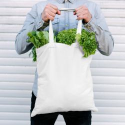 Bomuld Taske 38 x 42 cm med lange håndtag - hvid Have og stueplanter