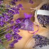 Organzaposer 7 x 9 cm - mørklilla med lavendelprint Lavendelposer