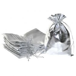 Metallisk glans poser 13 x 18 cm - sølv Baby Shower