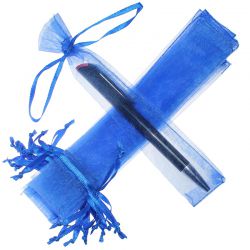 Organzaposer 3,5 x 19 cm - blå Små poser 3,5x19cm