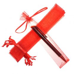 Organzaposer 3,5 x 19 cm - rød Små poser 3,5x19cm