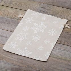 Sække à la linned med trykt 22 x 30 cm - naturlig / sne Sække af linned