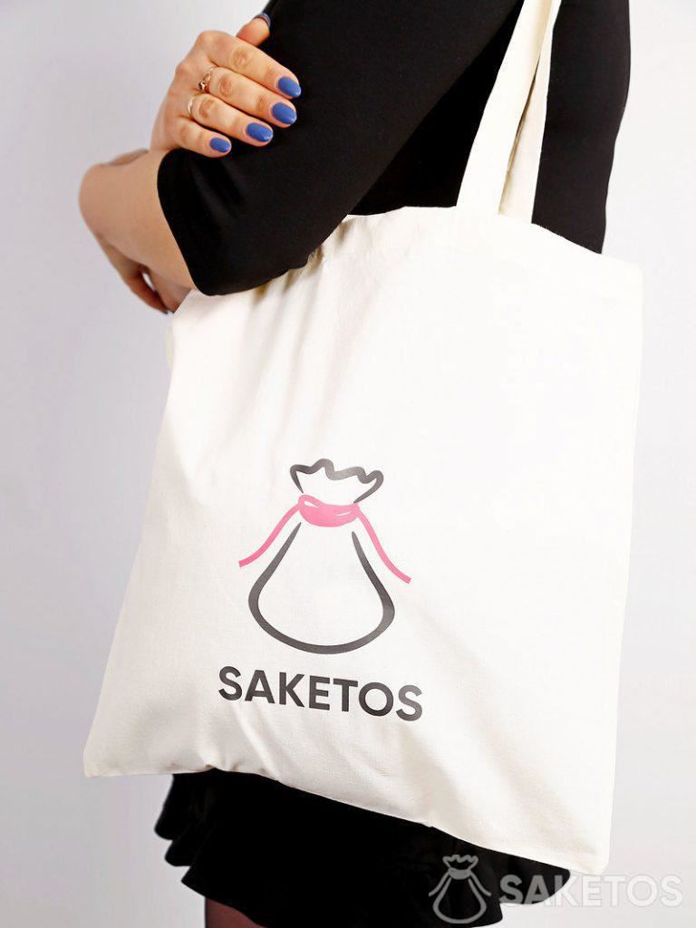 Bomuldspose med Saketos-logo