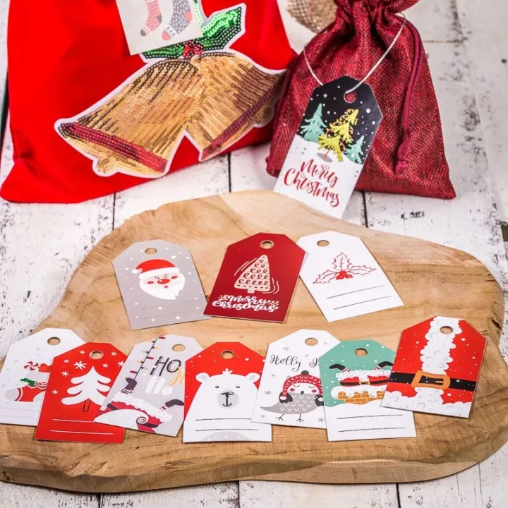 Homepage 10 Gaveetiketter - blandede designs Organza-poser