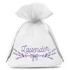 Organzaposer 10 x 13 cm - hvid trykt (lavendel) Små poser 10x13 cm
