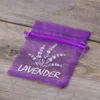 Organzaposer 9 x 12 cm - mørklilla med print (lavendel) Organza-poser