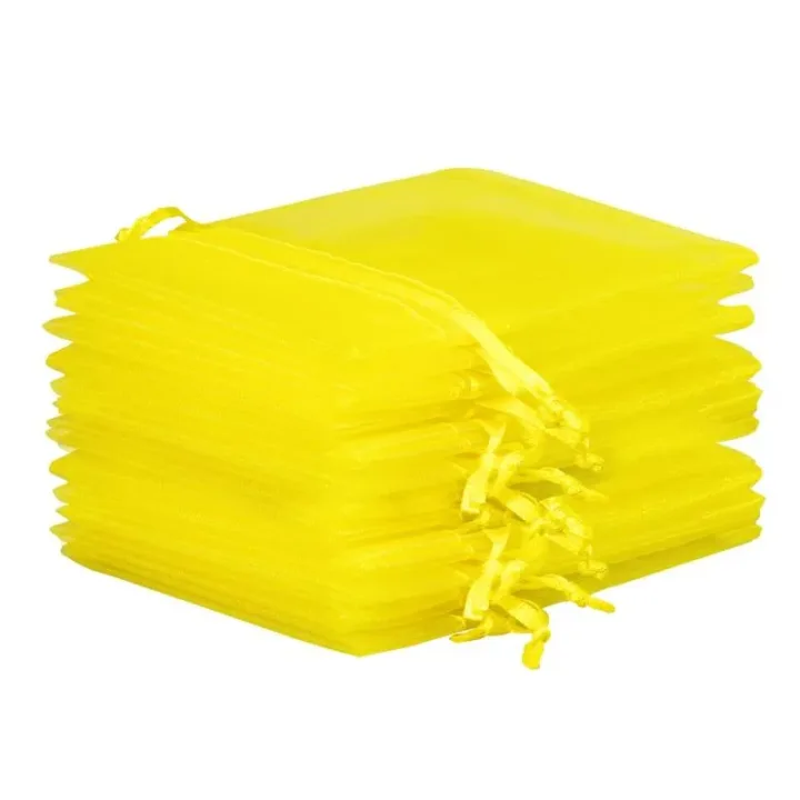 Organzaposer 12 x 15 cm - gule Påskeposer