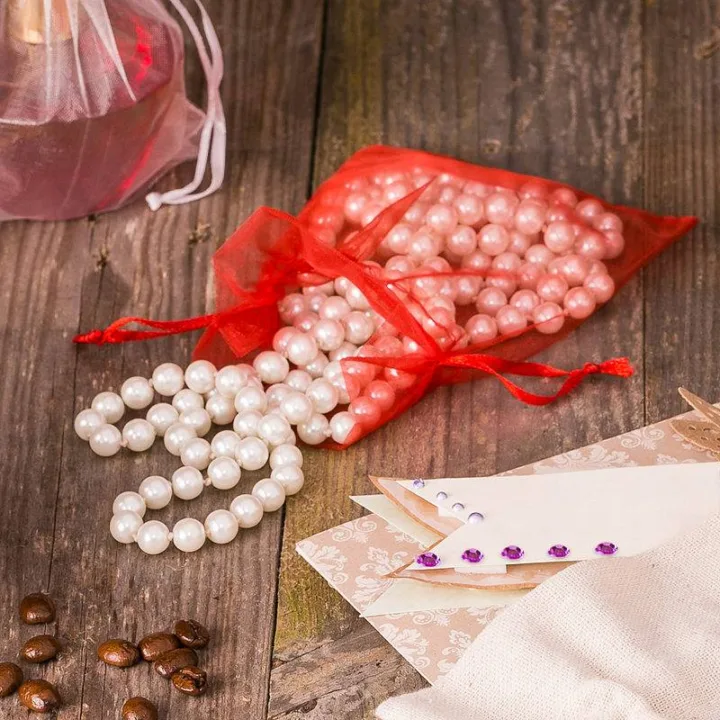 Organzaposer 9 x 12 cm - rød Påskeposer