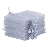 Organzaposer 26 x 35 cm - sølv Juleposer