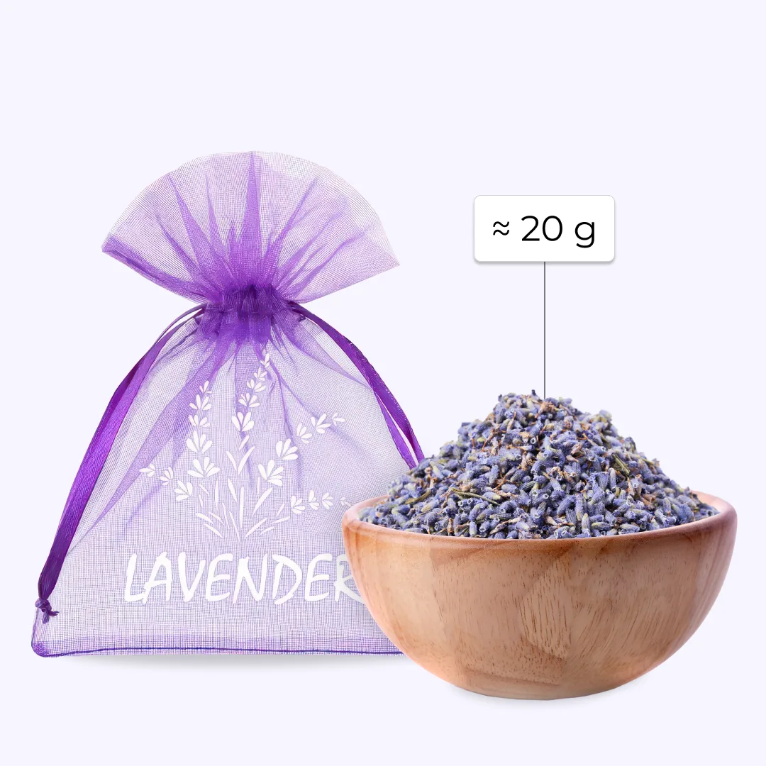 10 stk. Organzaposer 10 x 13 cm - mørklilla med print (lavendel) 6 Pose 10 x 13 cm