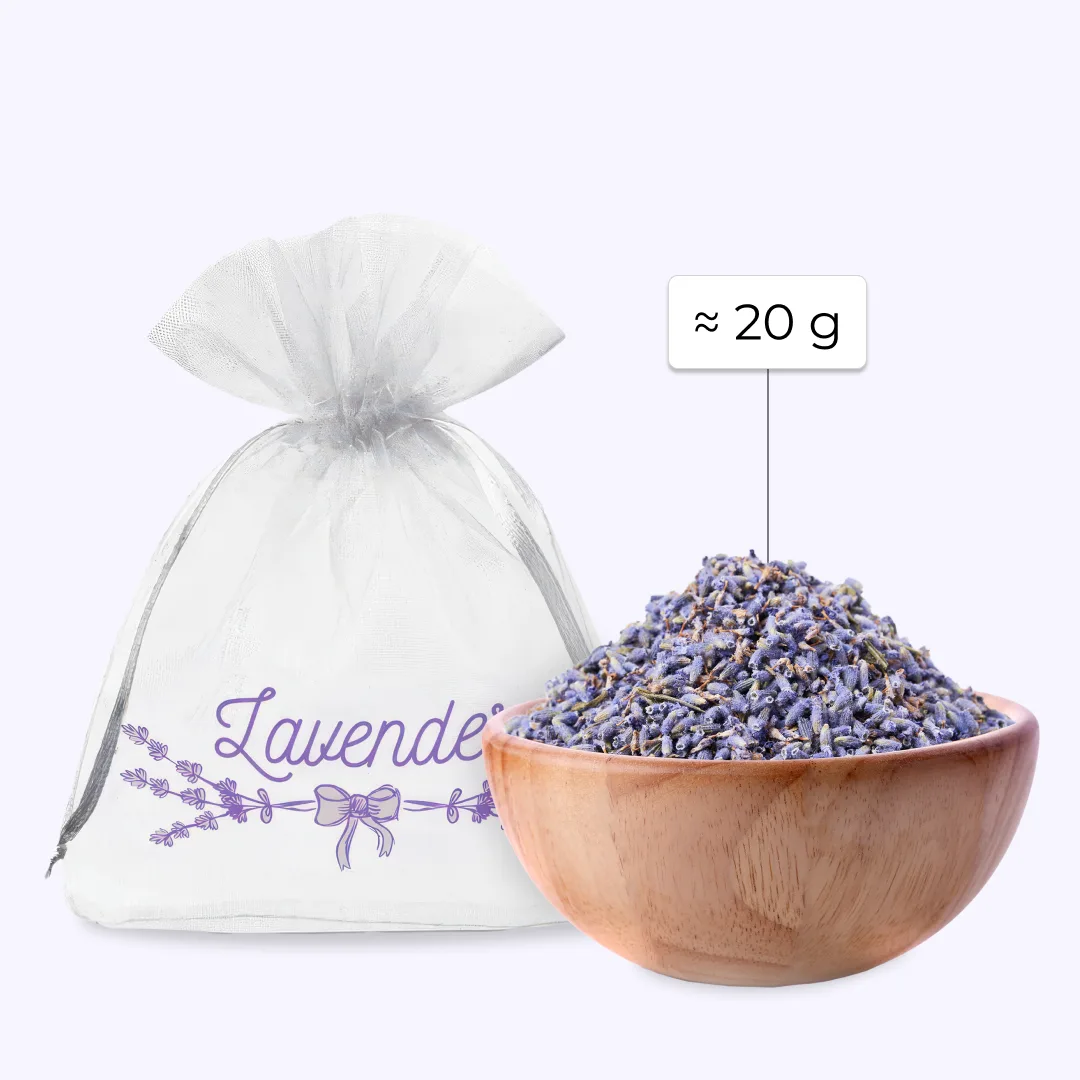 10 stk. Organzaposer 10 x 13 cm - hvid trykt (lavendel) 6 Pose 10 x 13 cm