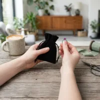 Fløjlsposer sort til ringe