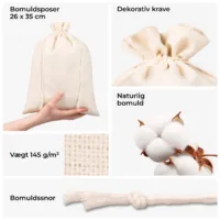 Naturlige bomuldsposer - økologisk materiale og vævning