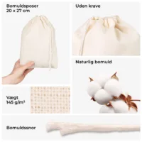 Økologisk bomuld af høj kvalitet - bomuldsposer